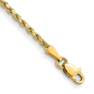 8" 10k Yellow Gold 2mm Hollow Diamond-cut Rope Chain
