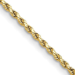 10k Yellow Gold 22 inches 2mm Semi-solid Diamond-Cut  Rope Chain