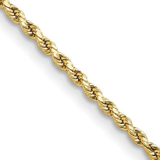 10k Yellow Gold 24 inches 2mm Semi-solid Diamond-Cut  Rope Chain