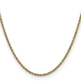 22" 10k Yellow Gold 2.25mm Hollow Diamond-cut Rope Chain