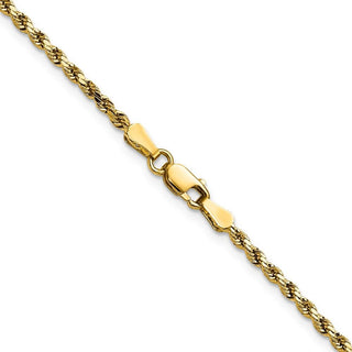 22" 10k Yellow Gold 2.25mm Hollow Diamond-cut Rope Chain