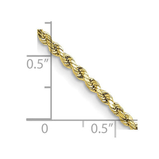 22" 10k Yellow Gold 2.25mm Hollow Diamond-cut Rope Chain