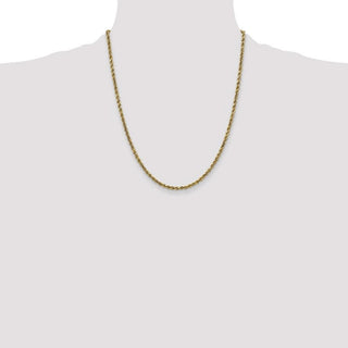 22" 10k Yellow Gold 2.25mm Hollow Diamond-cut Rope Chain