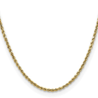 24" 10k Yellow Gold 2.5mm Hollow Diamond-cut Rope Chain