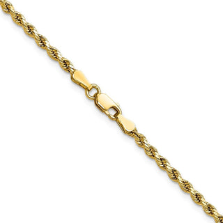 24" 10k Yellow Gold 2.5mm Hollow Diamond-cut Rope Chain