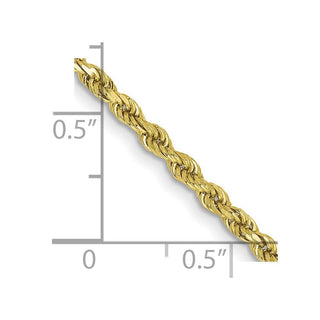 24" 10k Yellow Gold 2.5mm Hollow Diamond-cut Rope Chain