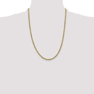 24" 10k Yellow Gold 2.5mm Hollow Diamond-cut Rope Chain