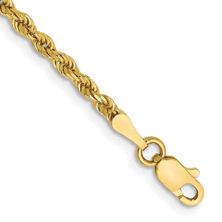 9" 10k Yellow Gold 2.5mm Hollow Diamond-cut Rope Chain