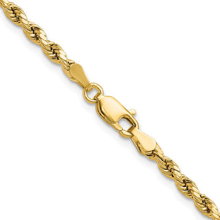 20" 10k Yellow Gold 3mm Hollow Diamond-cut Rope Chain