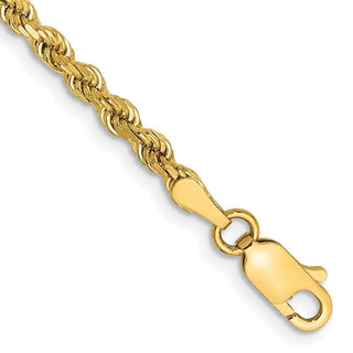 9" 10k Yellow Gold 3mm Hollow Diamond-cut Rope Chain