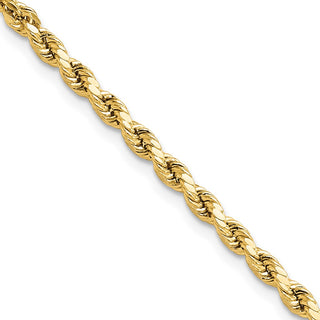 20" 10k Yellow Gold 3mm Hollow Diamond-cut Rope Chain