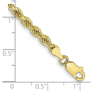 8" 10k Yellow Gold 3.5mm Hollow Diamond-cut Rope Chain