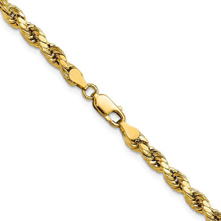 24" 10k Yellow Gold 4mm Hollow Diamond-cut Rope Chain