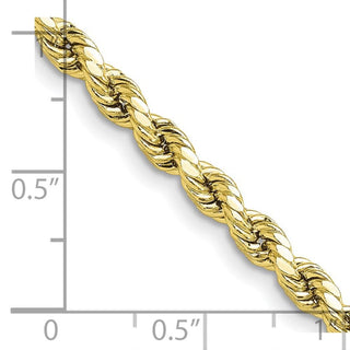 24" 10k Yellow Gold 4mm Hollow Diamond-cut Rope Chain