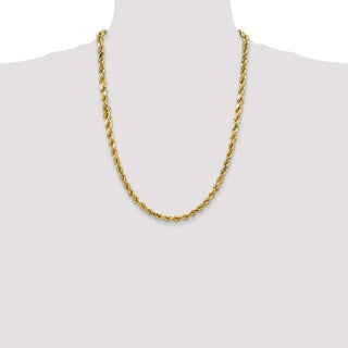 24" 10k Yellow Gold 4mm Hollow Diamond-cut Rope Chain