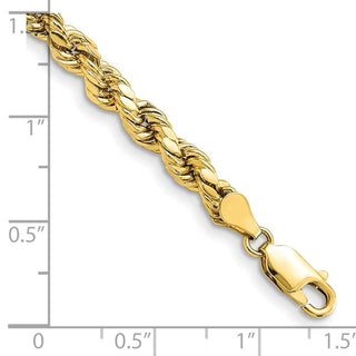 8" 10k Yellow Gold 4.9mm Hollow Diamond-cut Rope Chain