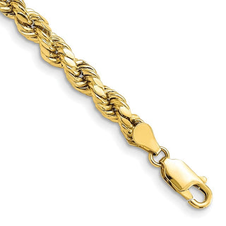 8" 10k Yellow Gold 4.9mm Hollow Diamond-cut Rope Chain