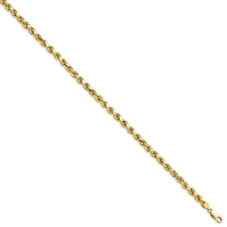 9" 10k Yellow Gold 4.9mm Hollow Diamond-cut Rope Chain