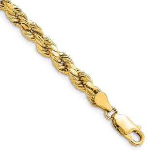9" 10k Yellow Gold 4.9mm Hollow Diamond-cut Rope Chain