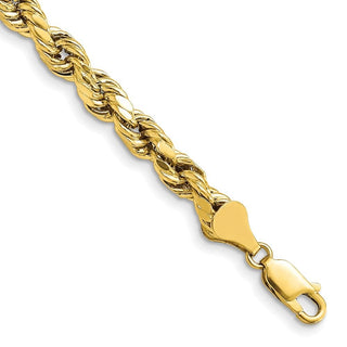 8" 10k Yellow Gold 5.5mm Hollow Diamond-cut Rope Chain