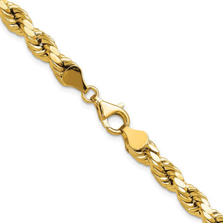 22" 10k Yellow Gold 6.5mm Hollow Diamond-cut Rope Chain