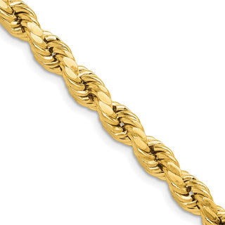 22" 10k Yellow Gold 6.5mm Hollow Diamond-cut Rope Chain