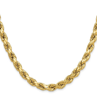 26" 10k Yellow Gold 8.0mm Hollow Diamond-cut Rope Chain