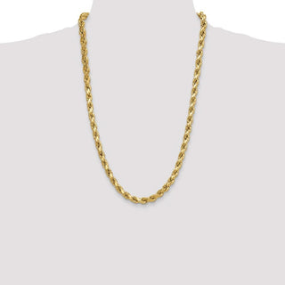 26" 10k Yellow Gold 8.0mm Hollow Diamond-cut Rope Chain
