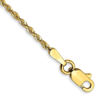 8" 10k Yellow Gold 1.5mm Extra-Light Diamond-cut Rope Chain