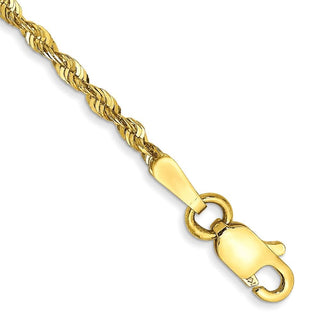 8" 10k Yellow Gold 1.8mm Extra-Light Diamond-cut Rope Chain