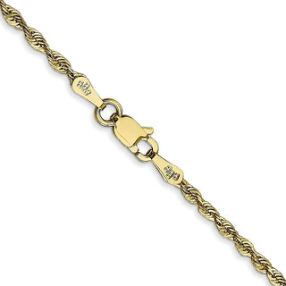 9" 10k Yellow Gold 2.0mm Extra-Light Diamond-cut Rope Chain