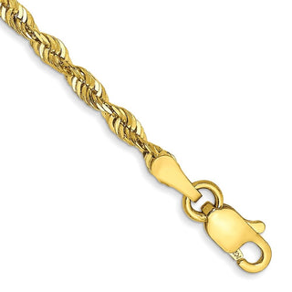 8" 10k Yellow Gold 2.50mm Extra-Light Diamond-cut Rope Chain