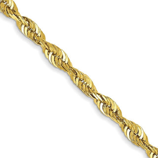 24" 10k Yellow Gold 2.50mm Extra-Light Diamond-cut Rope Chain