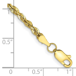 8" 10k Yellow Gold 2.75mm Extra-Light Diamond-cut Rope Chain