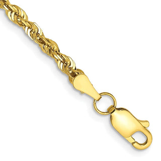 8" 10k Yellow Gold 2.75mm Extra-Light Diamond-cut Rope Chain