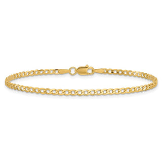 7" 10k Yellow Gold 2.2mm Flat Beveled Curb Chain