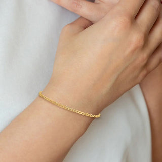 7" 10k Yellow Gold 2.2mm Flat Beveled Curb Chain