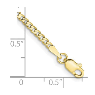 7" 10k Yellow Gold 2.2mm Flat Beveled Curb Chain