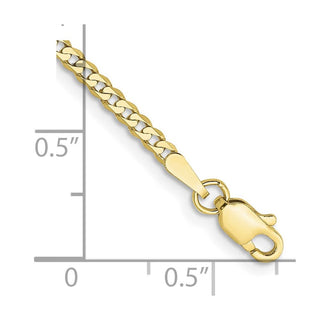 10" 10k Yellow Gold 2.2mm Flat Beveled Curb Chain Anklet
