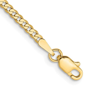 7" 10k Yellow Gold 2.2mm Flat Beveled Curb Chain
