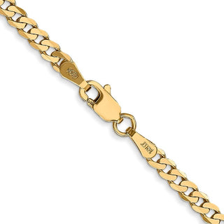 24" 10k Yellow Gold 2.9mm Flat Beveled Curb Chain