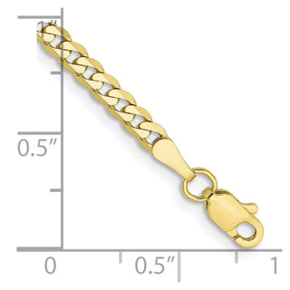 7" 10k Yellow Gold 2.9mm Flat Beveled Curb Chain