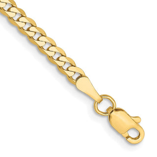 7" 10k Yellow Gold 2.9mm Flat Beveled Curb Chain