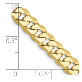 24" 10k Yellow Gold 6.25mm Flat Beveled Curb Chain