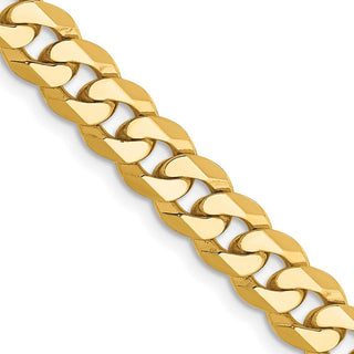 24" 10k Yellow Gold 6.25mm Flat Beveled Curb Chain