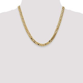 20" 10k Yellow Gold 6.75mm Flat Beveled Curb Chain
