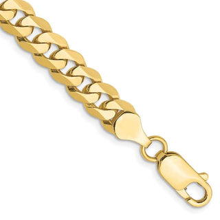 8" 10k Yellow Gold 6.75mm Flat Beveled Curb Chain
