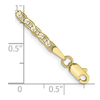 8" 10k Yellow Gold 2.4mm Flat Anchor Chain