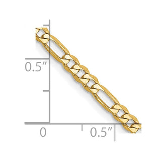 26" 10k Yellow Gold 3mm Flat Figaro Chain