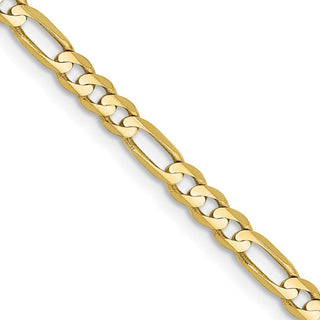 30" 10k Yellow Gold 3mm Flat Figaro Chain